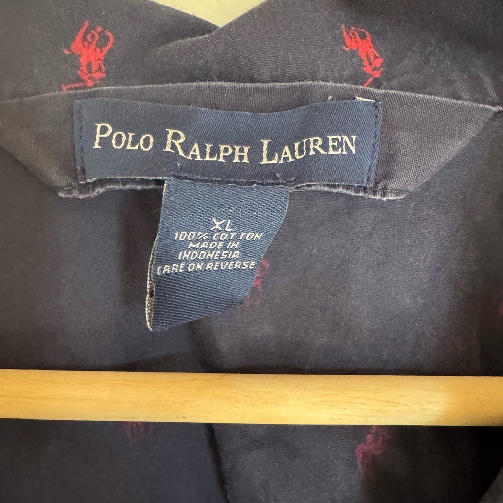 Polo Ralph Lauren Pajama Shirt Men’s XL Navy Allover Pony Print 100% Cotton - Picture 4 of 8